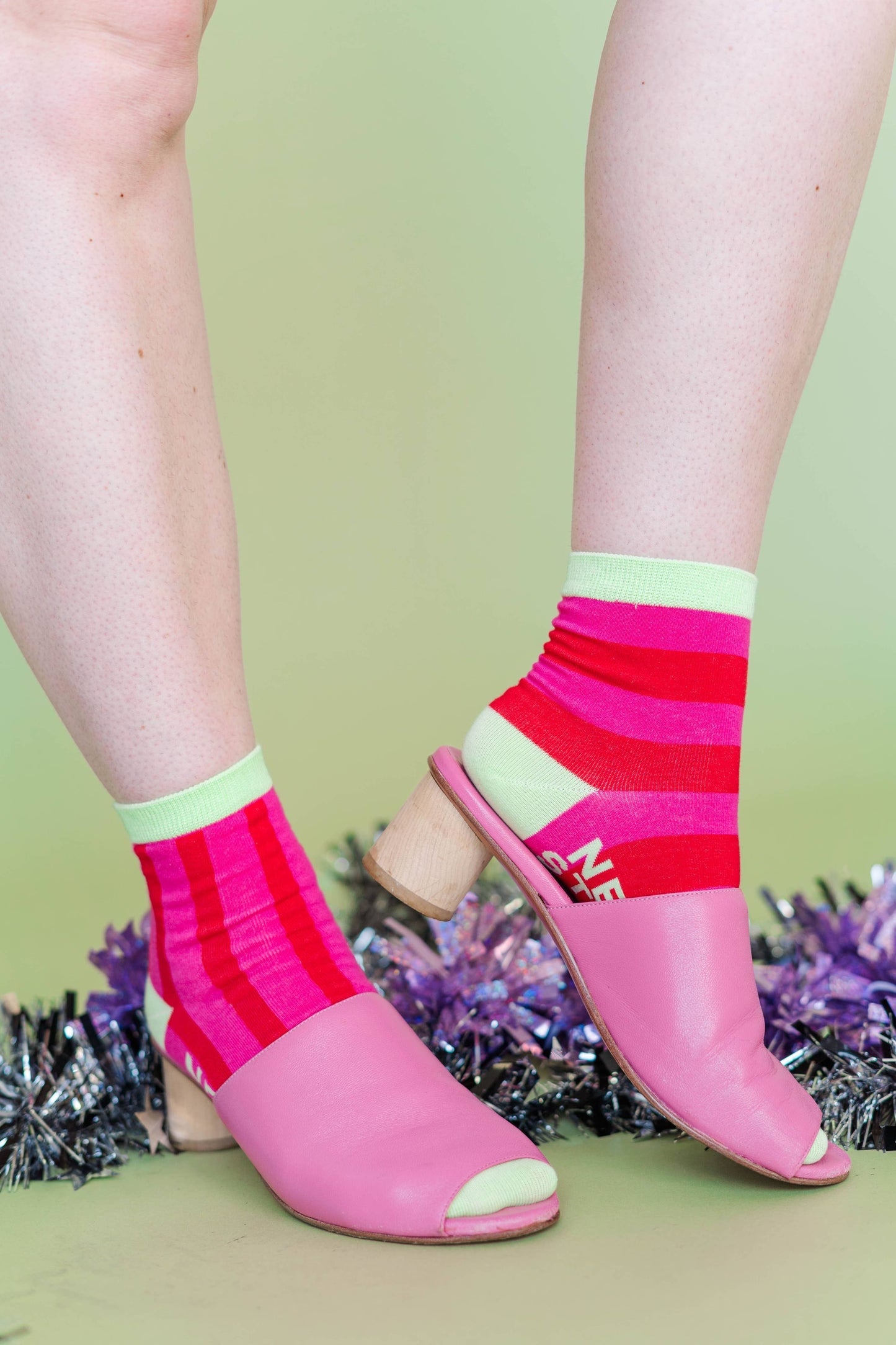 Nettle Studios - Women’s Cotton Ankle Socks - Sweetheart Stripes