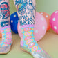 Nettle Studios - Women’s Cotton Ankle Socks - Star Eyed Smiley Face