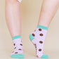 Nettle Studios - Women’s Cotton Ankle Socks - Purple Brown Polka Dot