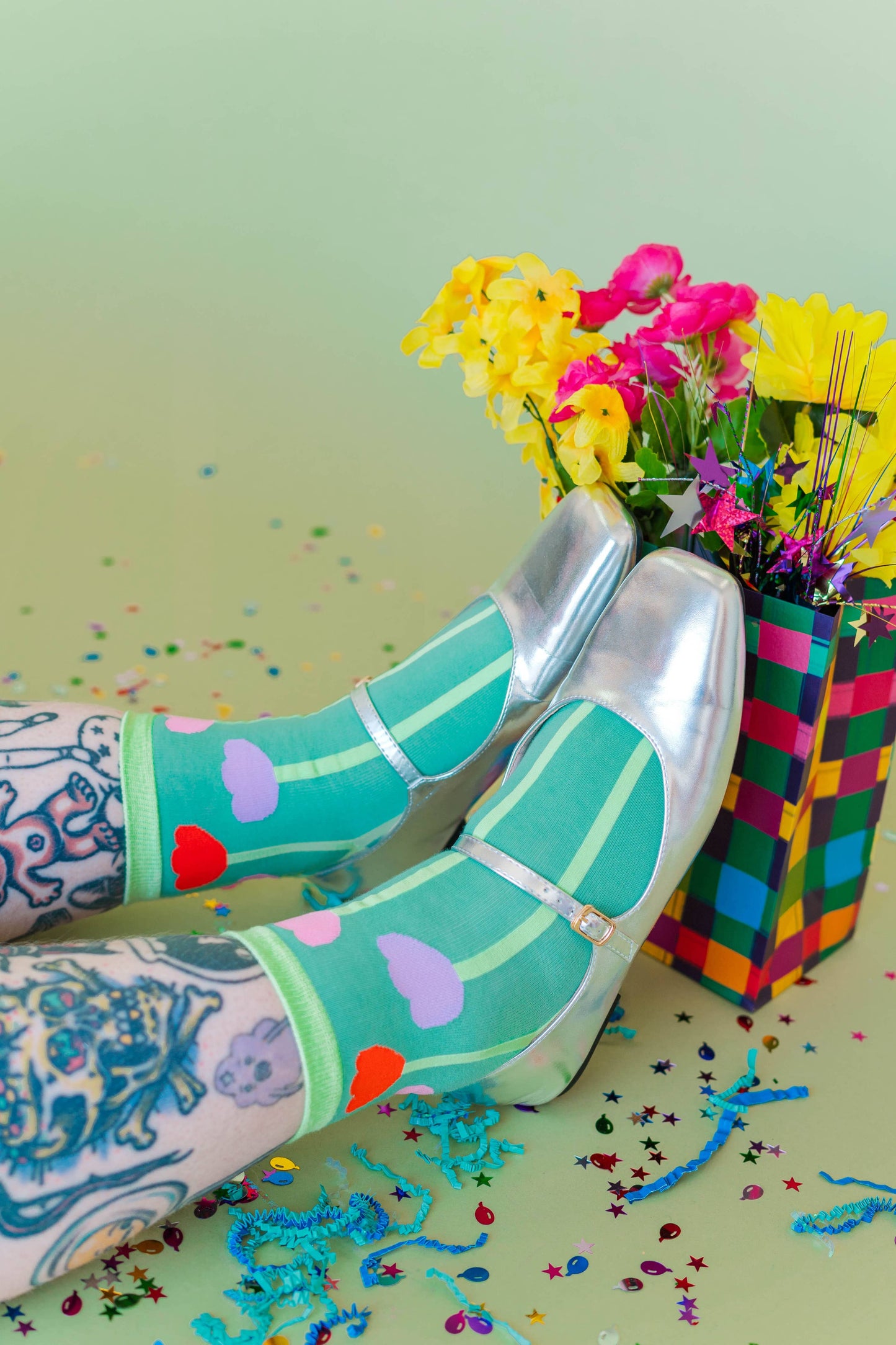 Nettle Studios - Women’s Cotton Ankle Socks - Pink Tulips