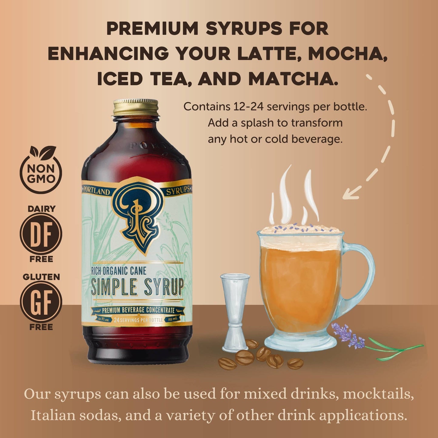 Portland Syrups - Organic Cane Sugar Simple Syrup 12 oz