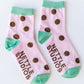 Nettle Studios - Women’s Cotton Ankle Socks - Purple Brown Polka Dot
