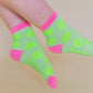 Nettle Studios - Women’s Cotton Ankle Socks - Neon Yellow Polka Dot