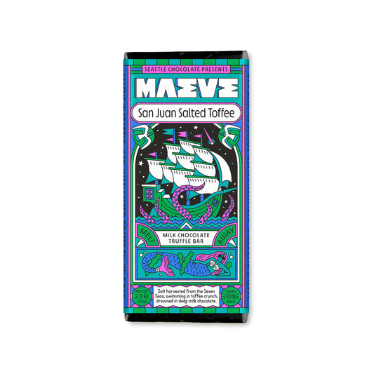 Seattle Chocolate Presents Maeve - San Juan Salted Toffee Truffle bar
