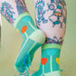Nettle Studios - Women’s Cotton Ankle Socks - Primary Tulips