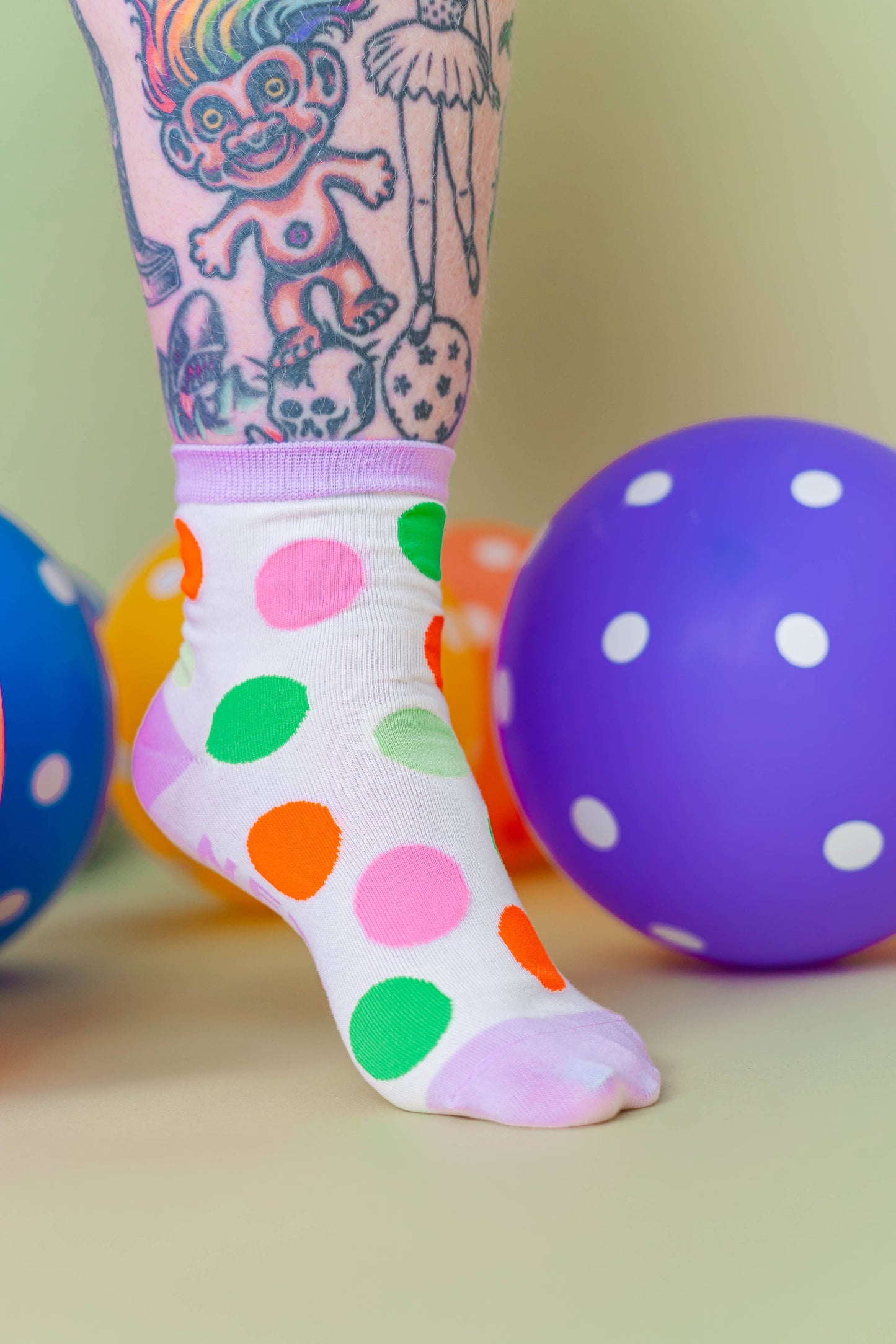 Nettle Studios - Women’s Cotton Ankle Socks - Gumdrop Polka Dots