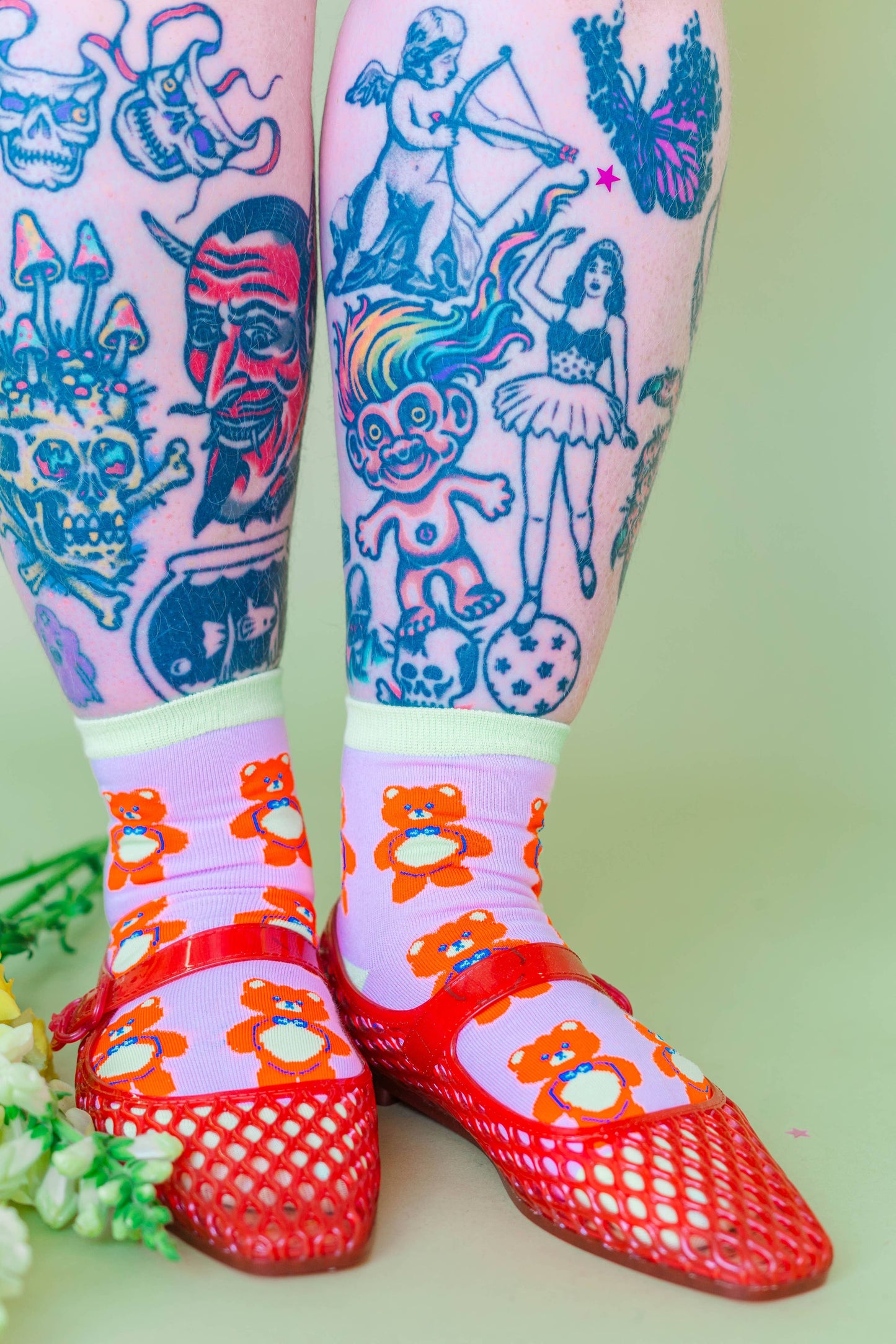 Nettle Studios - Women’s Cotton Ankle Socks - Cinnamon Bears