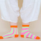Nettle Studios - Women’s Cotton Ankle Socks - Pink Yellow Stripes