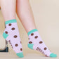 Nettle Studios - Women’s Cotton Ankle Socks - Purple Brown Polka Dot