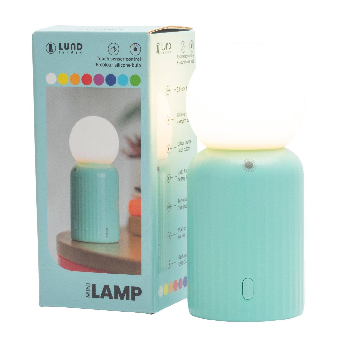 Lund Design House - Mini Wireless 8 Colour Changing Lamp: Mint