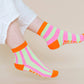 Nettle Studios - Women’s Cotton Ankle Socks - Pink Yellow Stripes