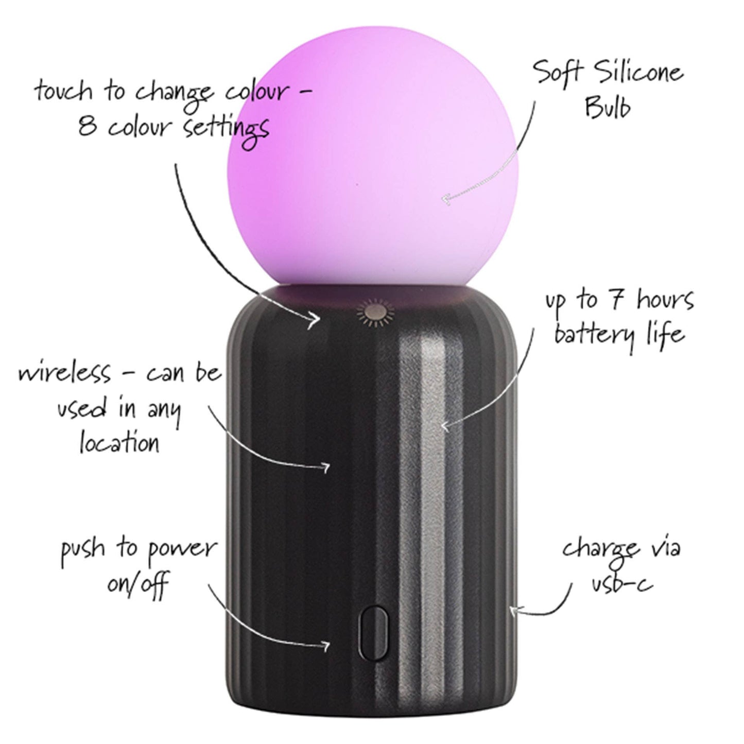 Lund Design House - Mini Wireless 8 Colour Changing Lamp: Pink